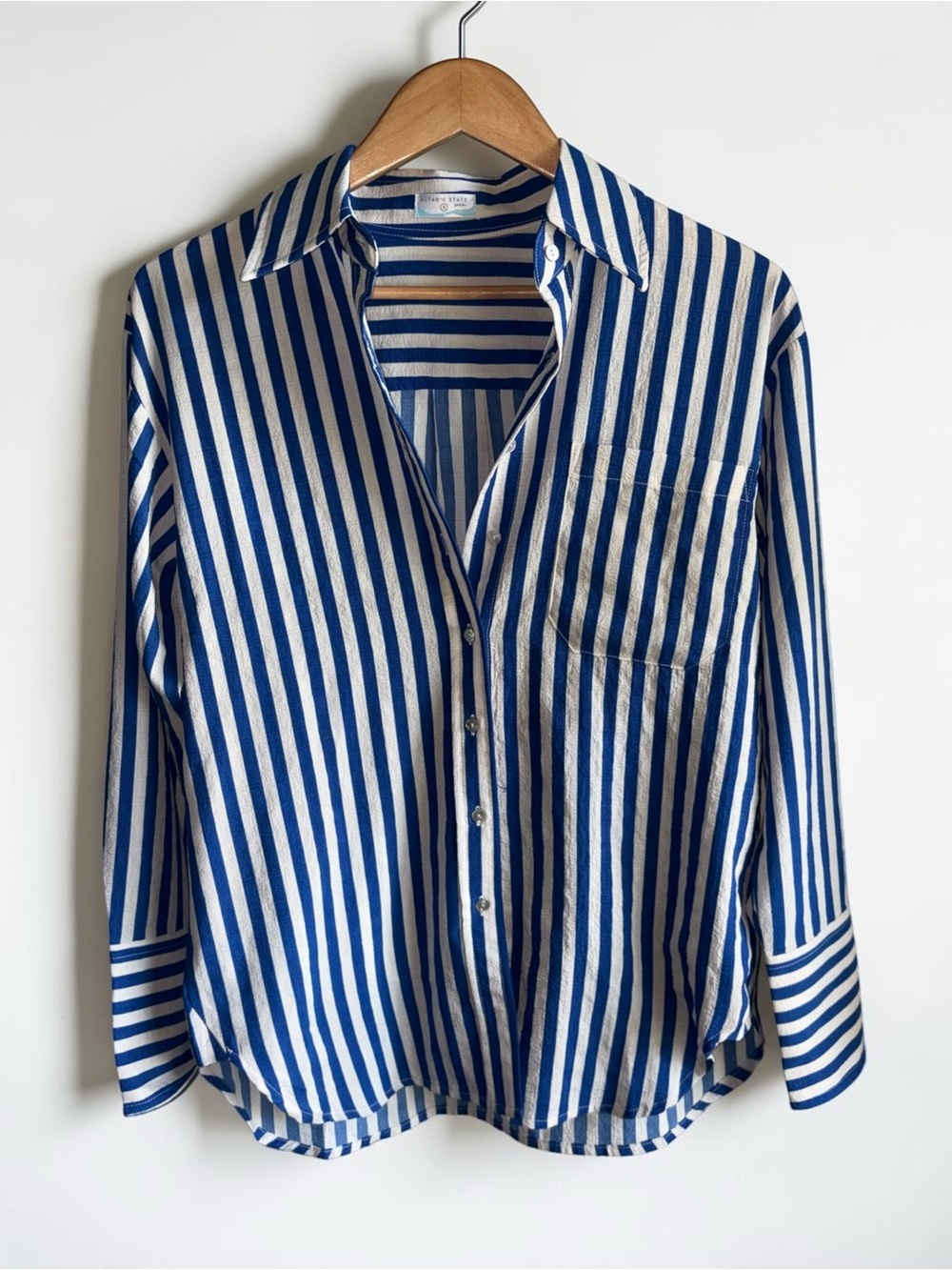 Alt’d State Swim Top Shirt Coverup Size Small Blue White Striped Beach Pool S